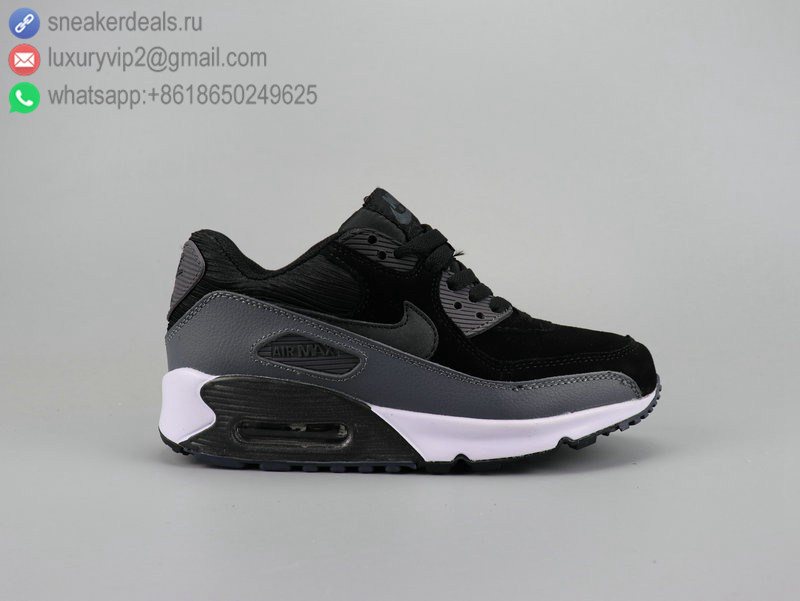 WMNS NIKE AIR MAX 90 BLACK GREY LEATHER UNISEX RUNNING SHOES